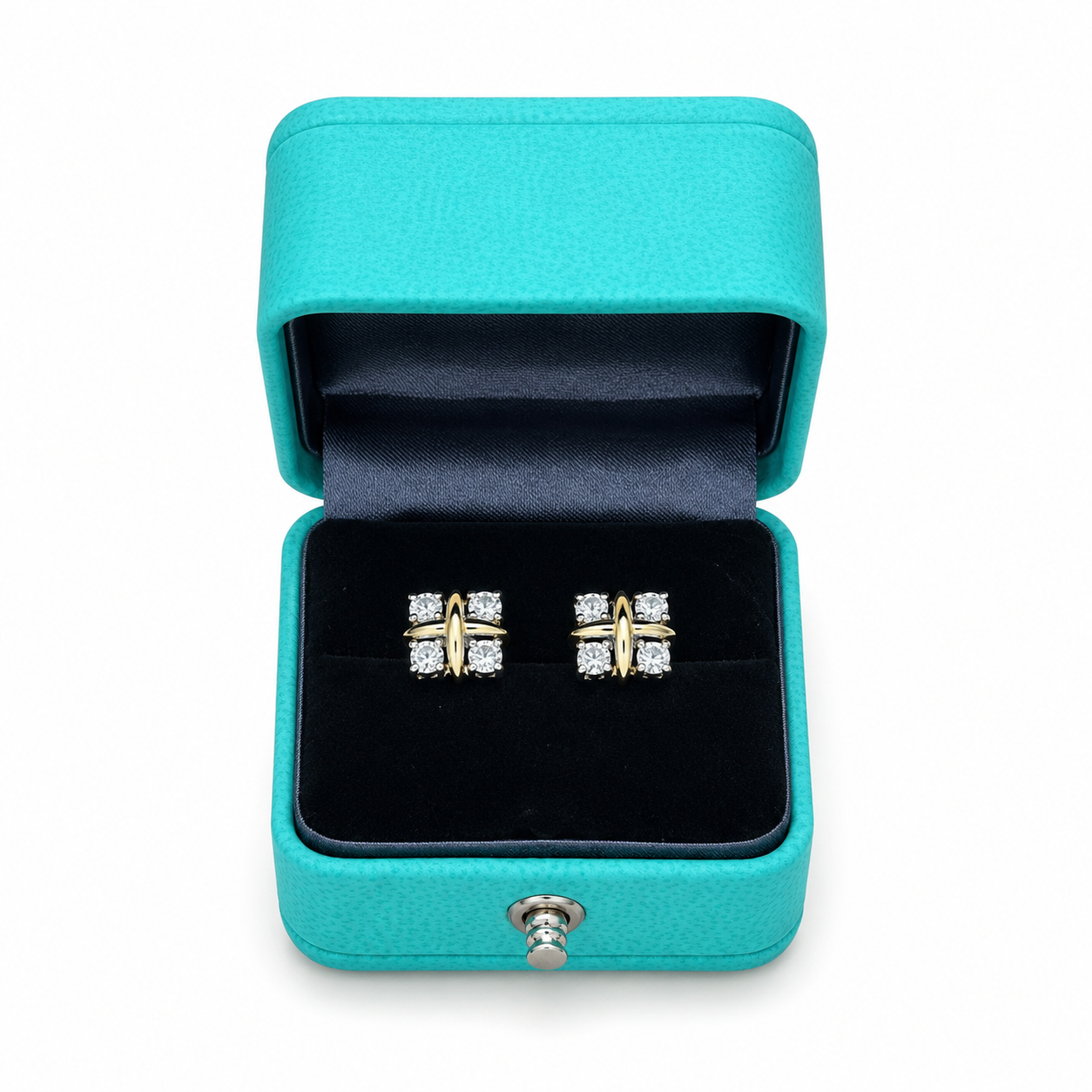 Tiffany & Co. Crystal Cross Stud Earrings(With Box & Proper Brand Packaging)