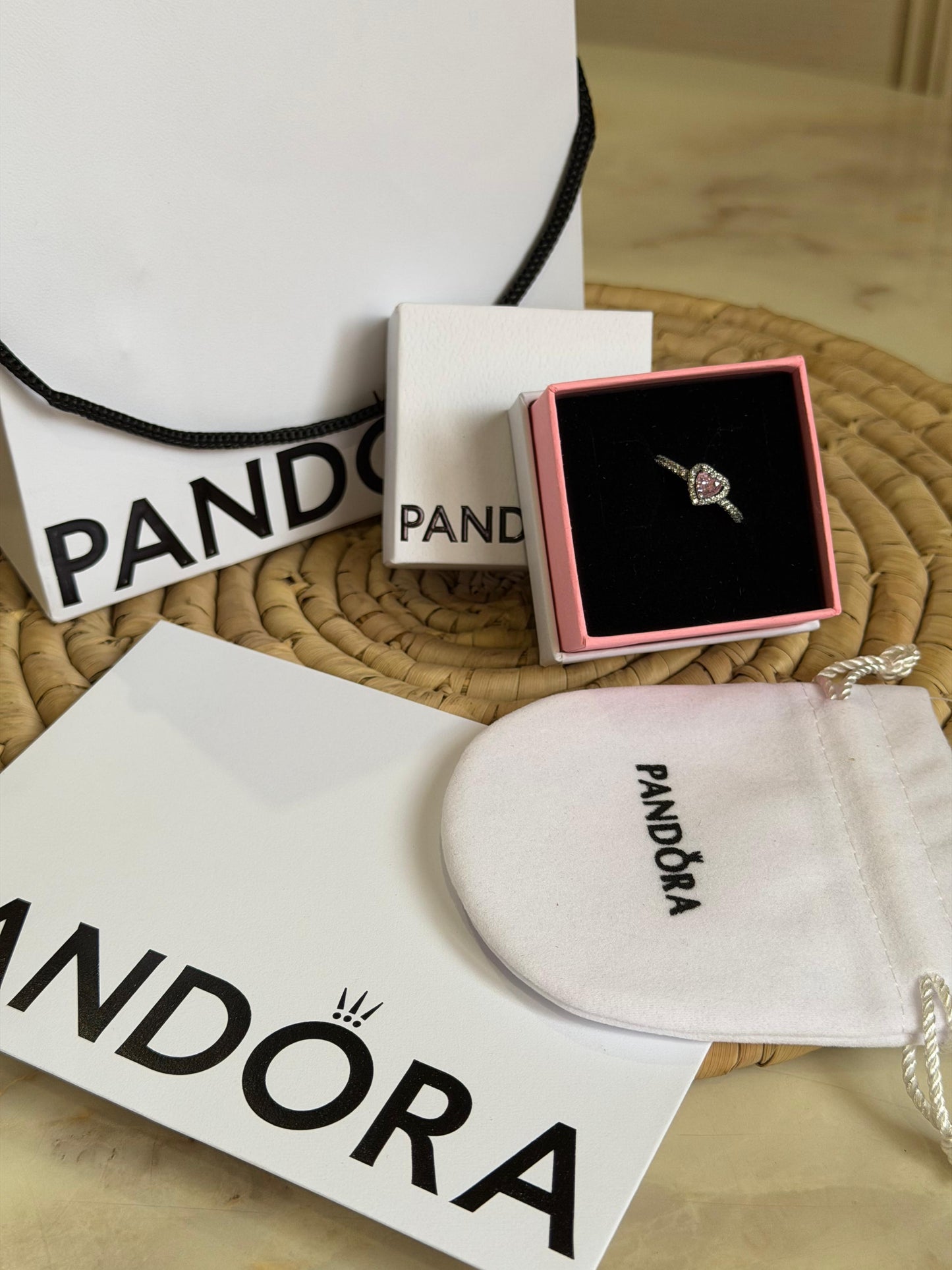 Pandora-Elevated Pink Heart Ring(with box & proper packaging)