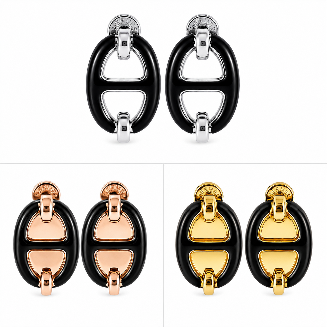 Hermès Oval Enamel Earrings(with box & proper packaging)