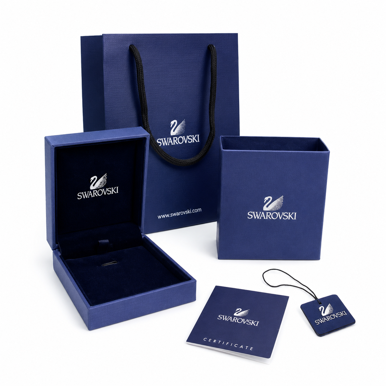 Swarovski Iconic Swan Dazzling Pendant Necklace (Rose Gold, Pink Stone) – Comes in original brand packaging.