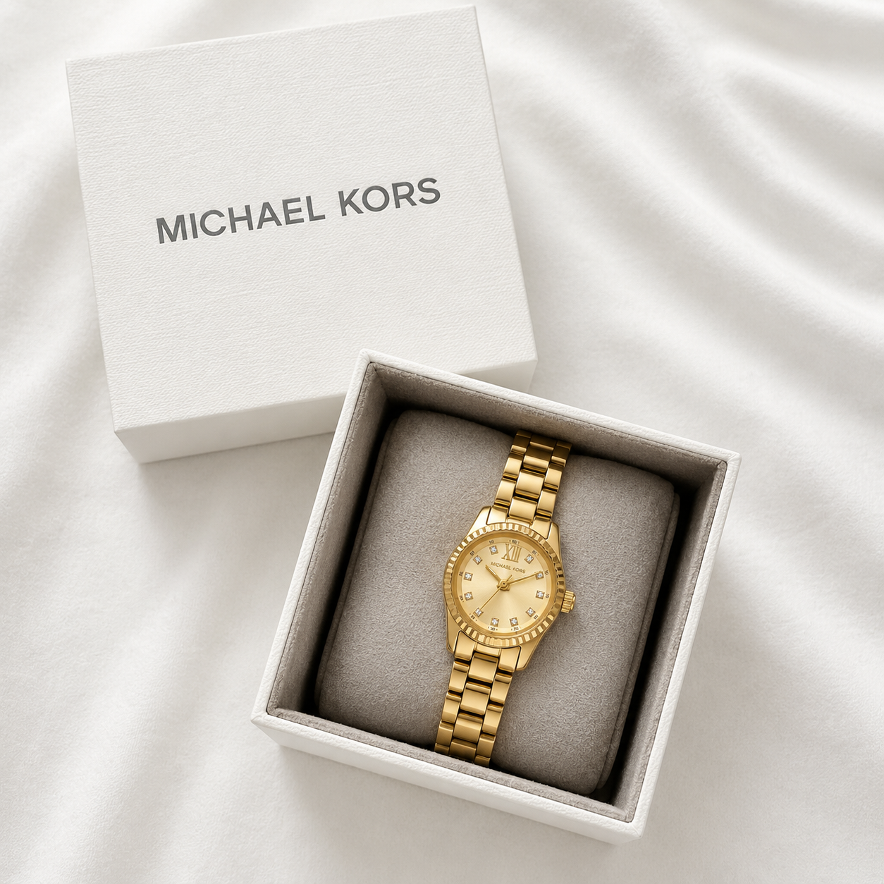 Michael Kors Petite Lexington Pavé Gold-Tone Mini Women’s Watch(With box & Proper Packaging)