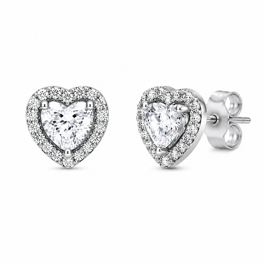 Pandora Sparkling Heart Halo Stud Earrings(With Box & proper packaging)