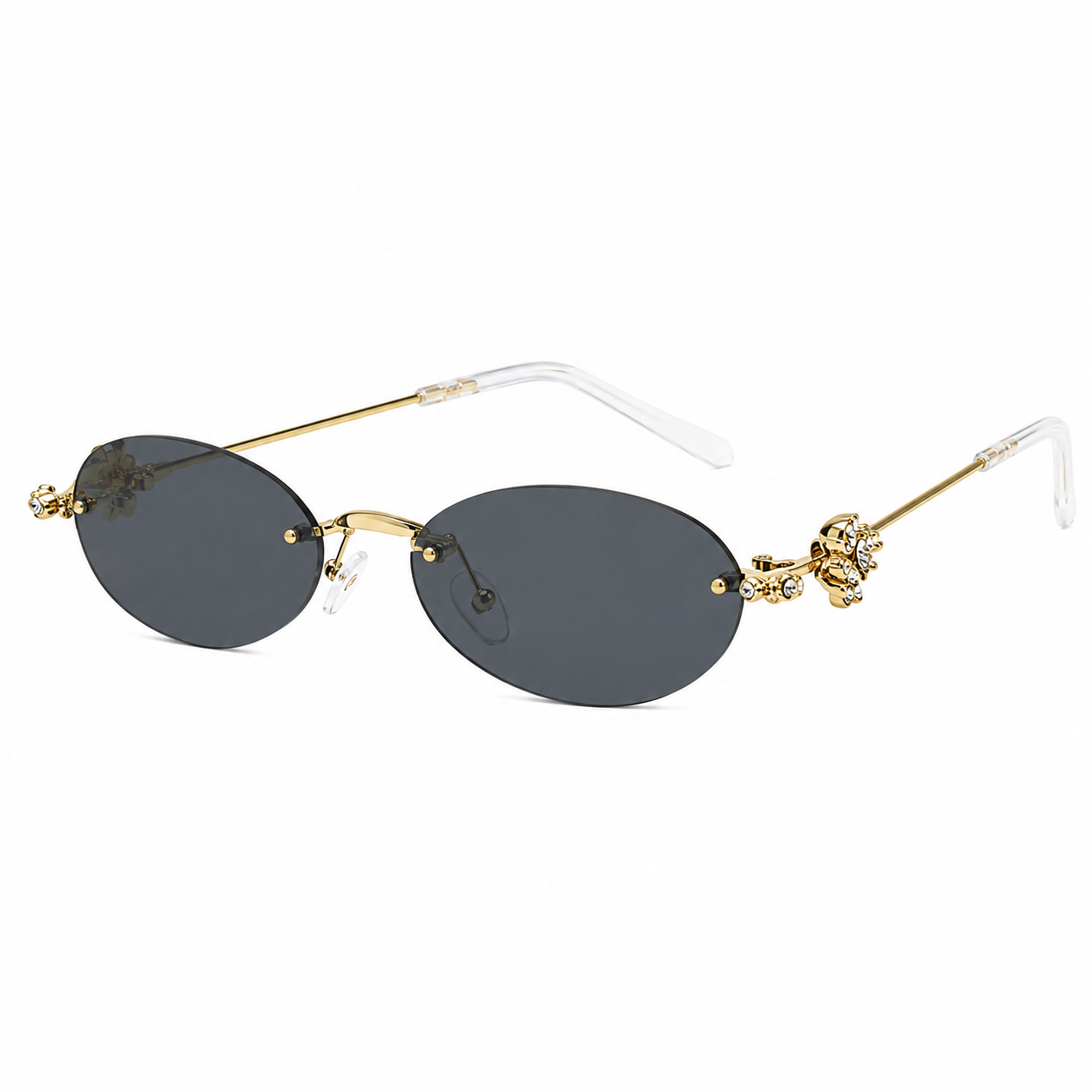 Gentle Monster Crystal Bloom Oval Sunglasses – Gold/Grey