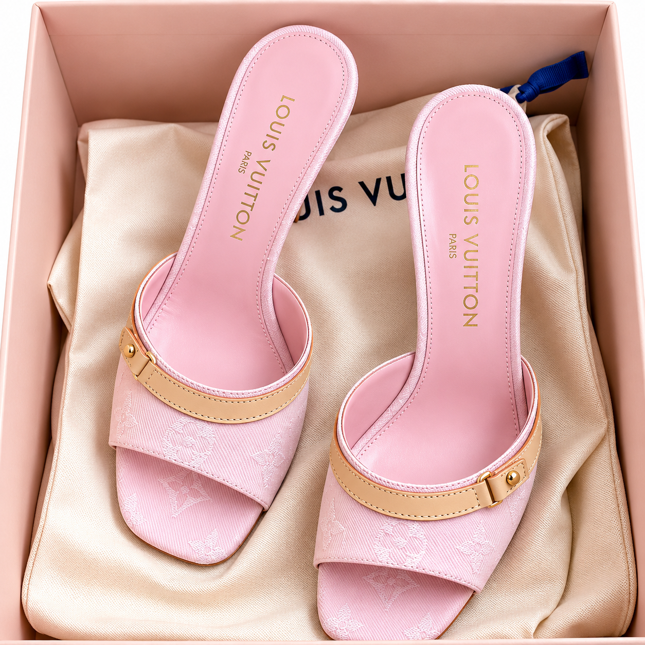 Louis Vuitton pink monogram mule sandal(With Box & Proper Packaging)