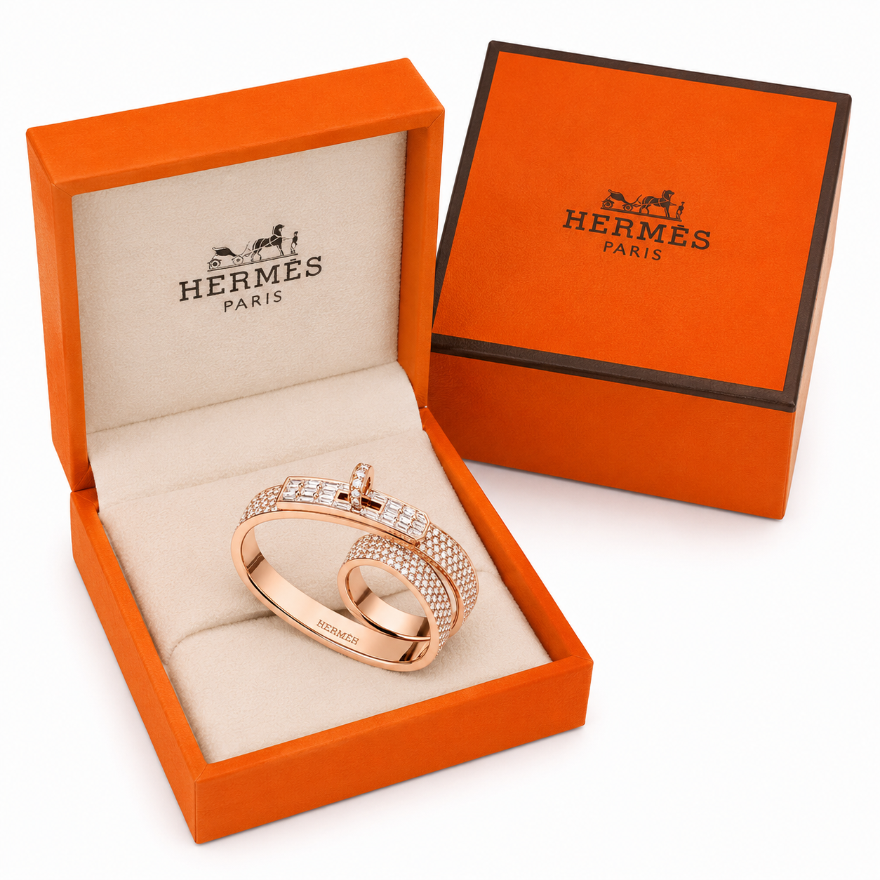 Hermes-Kelly Gavroche Double Ring (with box & proper brand packaging)