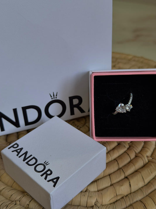 Pandora Double Heart Sparkling Ring(With Box & Proper Packaging)