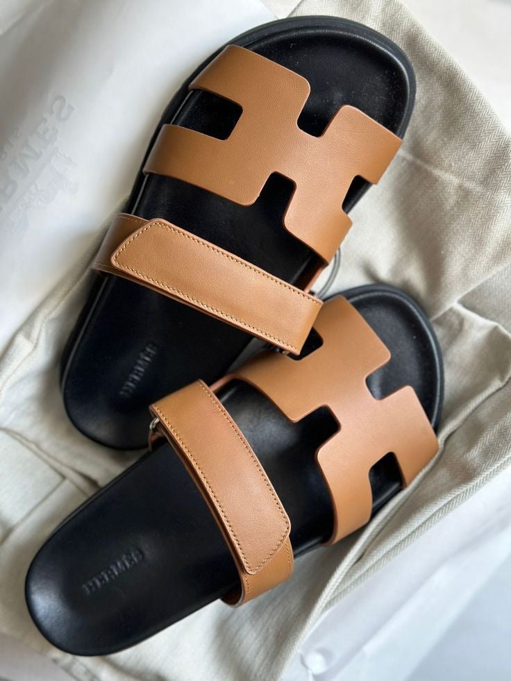Hermes H-Cut Double strap Comfort Slides ( With box & Proper brand packaging)