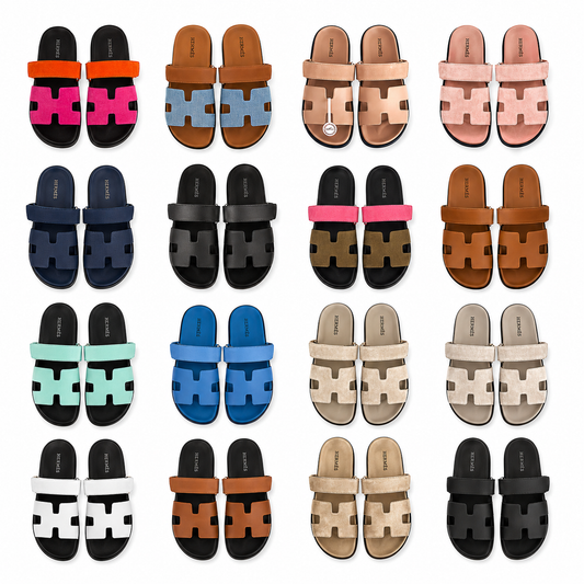 Hermes H-Cut Double strap Comfort Slides ( With box & Proper brand packaging)