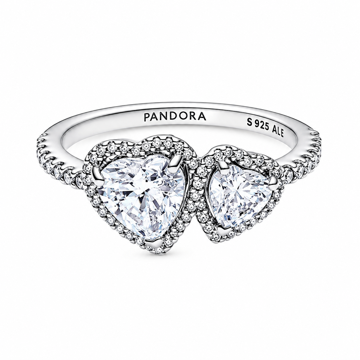 Pandora Sparkling Two Hearts Halo Ring.(With box & Proper Packaging)