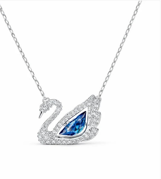 Swarovski Iconic Swan Dazzling Pendant Necklace (Blue Stone) – Comes in original brand packaging.