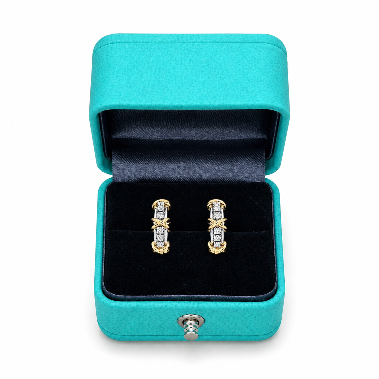 Tiffany & Co. Tiffany Inspired Crystal X Hoop Earrings(With Box & Proper Brand Packaging)