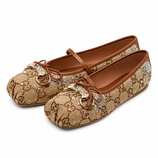 Gucci Crystal Embellished Ballet flats(With Box & Proper Brand Packaging)