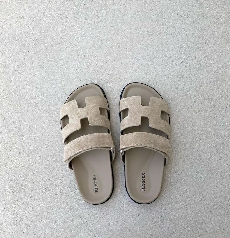 Hermes H-Cut Double strap Comfort Slides ( With box & Proper brand packaging)