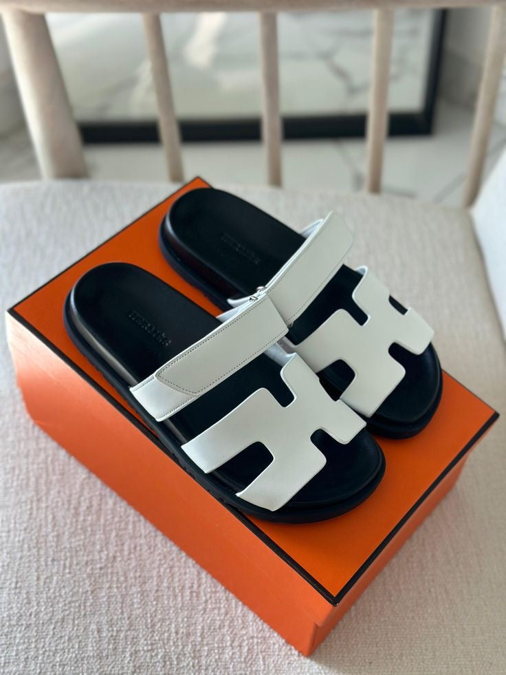 Hermes H-Cut Double strap Comfort Slides ( With box & Proper brand packaging)