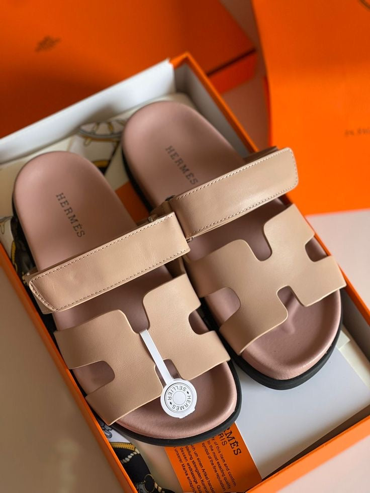 Hermes H-Cut Double strap Comfort Slides ( With box & Proper brand packaging)