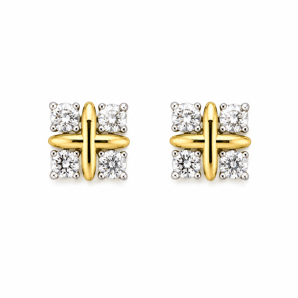 Tiffany & Co. Crystal Cross Stud Earrings(With Box & Proper Brand Packaging)