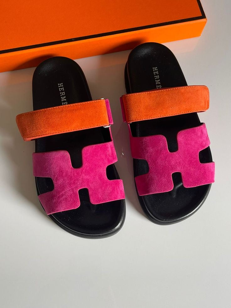 Hermes H-Cut Double strap Comfort Slides ( With box & Proper brand packaging)