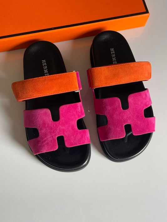 Hermes H-Cut Double strap Comfort Slides ( With box & Proper brand packaging)