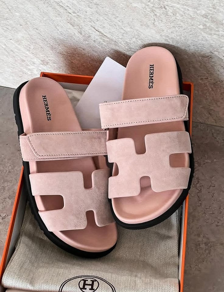 Hermes H-Cut Double strap Comfort Slides ( With box & Proper brand packaging)
