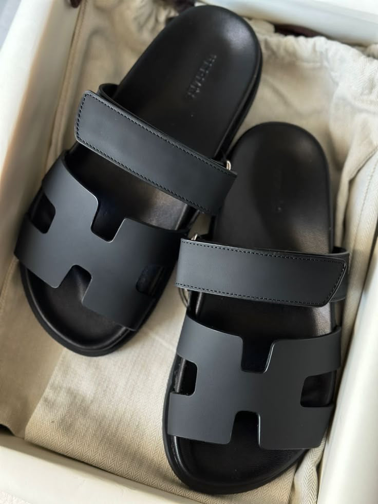 Hermes H-Cut Double strap Comfort Slides ( With box & Proper brand packaging)