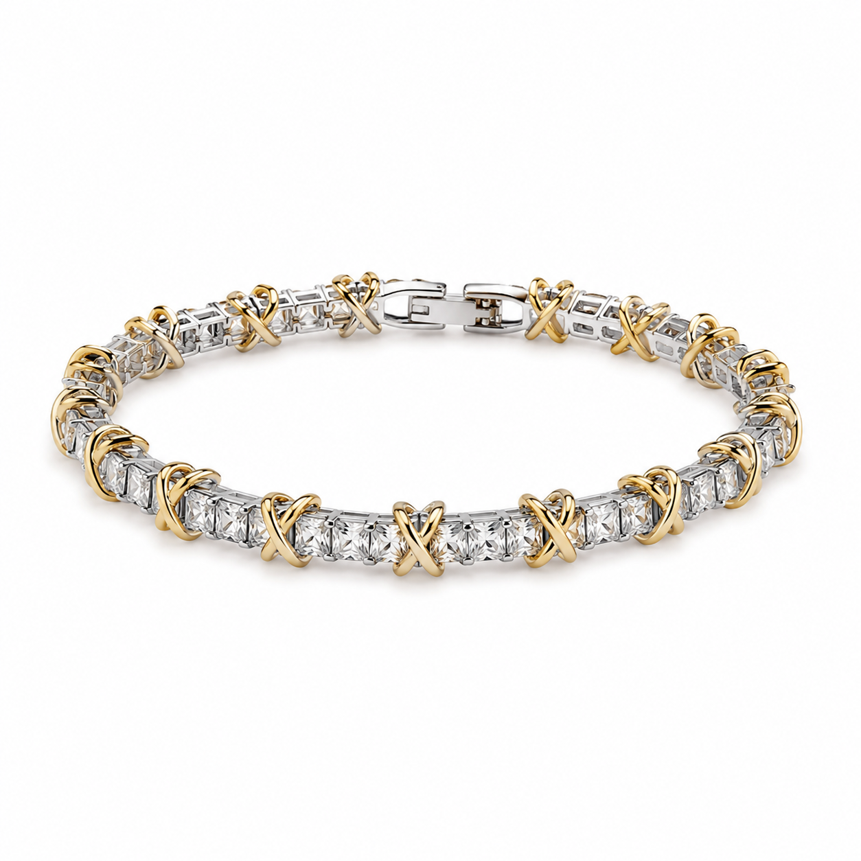 Tiffany & Co. Tiffany Inspired Crystal X Tennis Bracelet(With Box & Proper Brand Packaging)