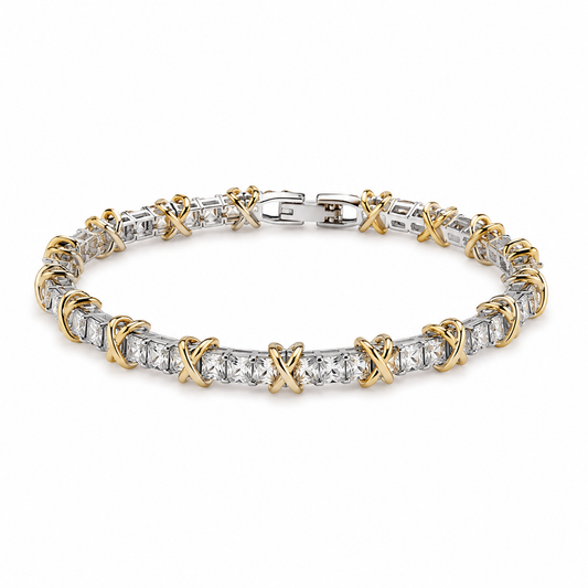 Tiffany & Co. Tiffany Inspired Crystal X Tennis Bracelet(With Box & Proper Brand Packaging)