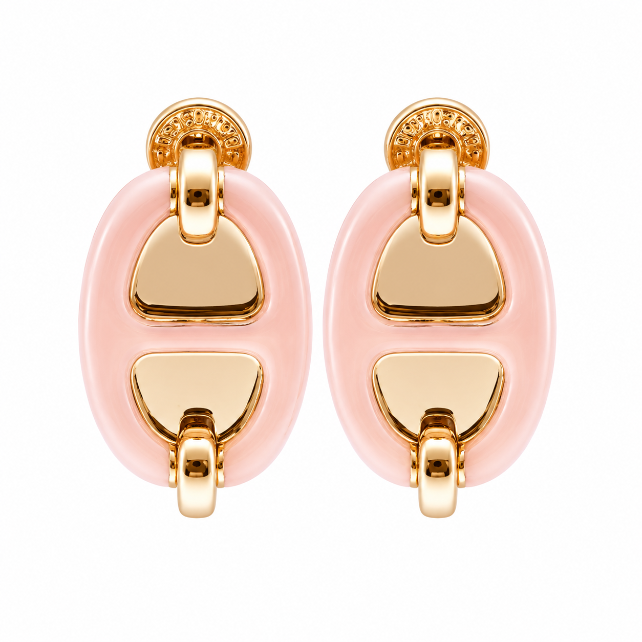 Hermès oval Enamel Earrings Blush Pink(with box & Proper packaging)