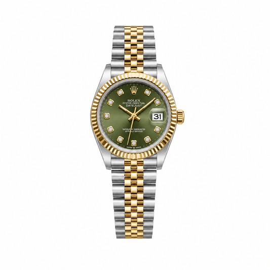 Rolex-Datejust 31 Olive Green Diamond Dial – Two Tone Gold & Silver