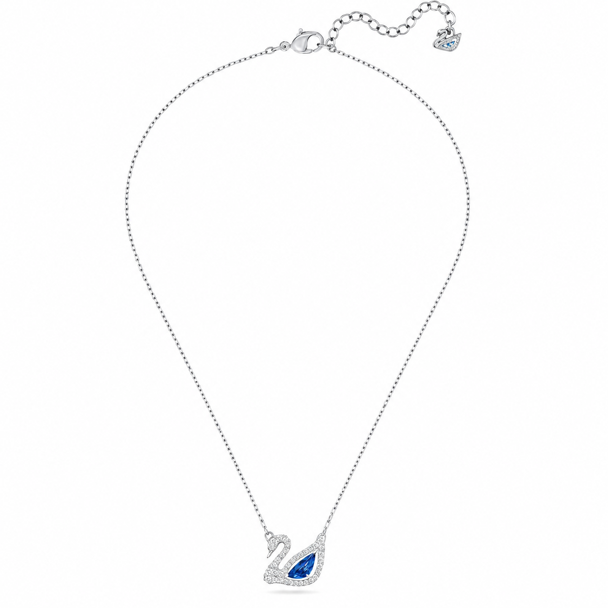 Swarovski-Swan Pendant,Blue Stone,Rhodium plated(With box & Proper Packaging)
