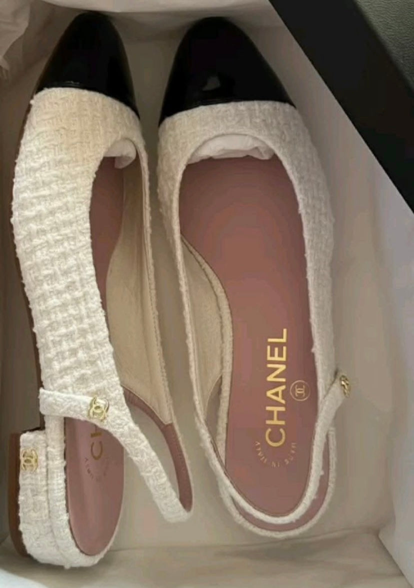 Chanel Slingback Ballet Flats(With Box & Proper Packaging)