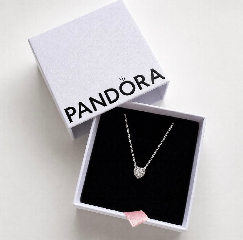 Pandora-Pink Heart Halo Necklace(With Box & Proper Packaging)