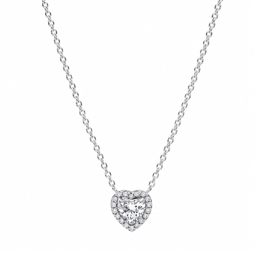 Pandora-Pink Heart Halo Necklace(With Box & Proper Packaging)