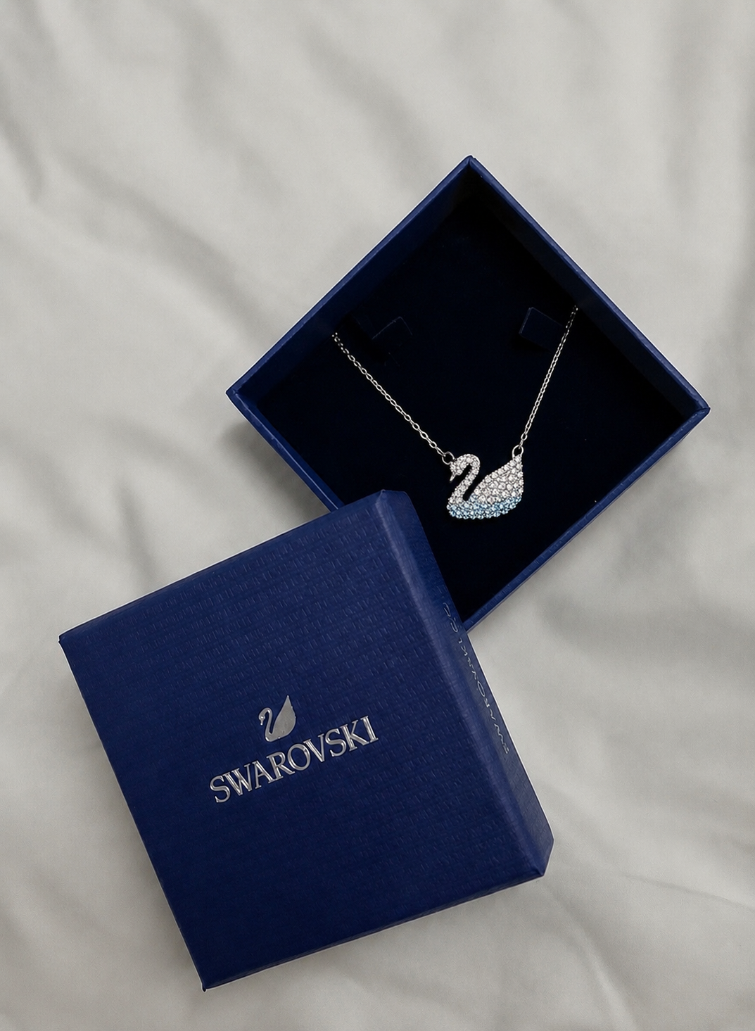 Swarovski- Swan pendant,Blue gradient crystals,Rhodium Plated (with box & proper packaging)