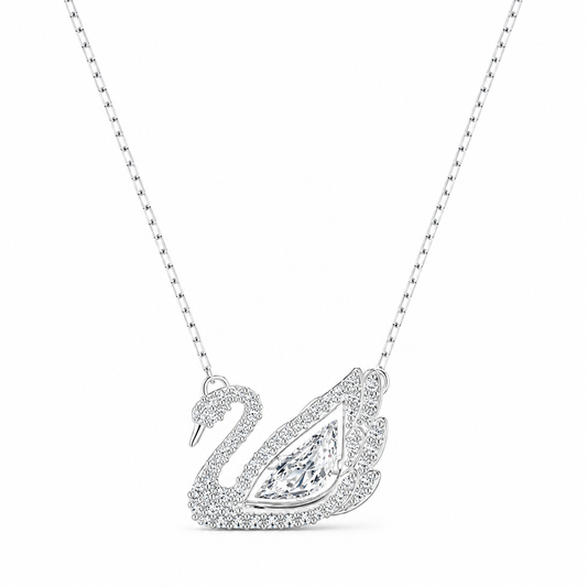 Swarovski-Swan necklace
Dancing swan, White, Rhodium plated(With box & Proper Packaging)