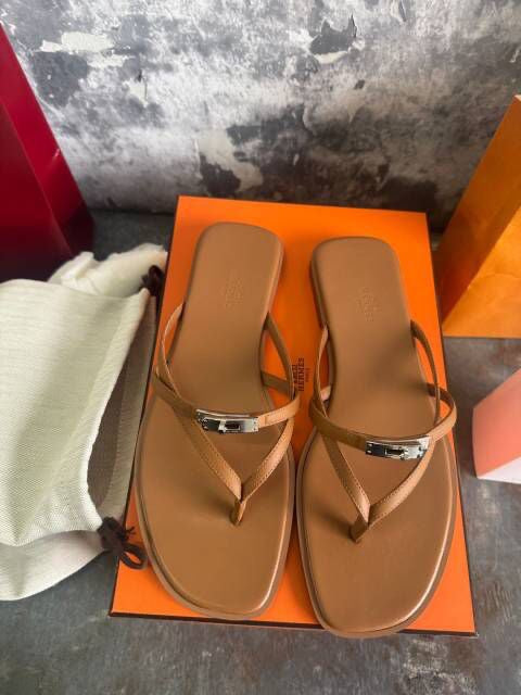 Hermes-Kelly Thong Flats (With box & Proper Brand Packaging)
