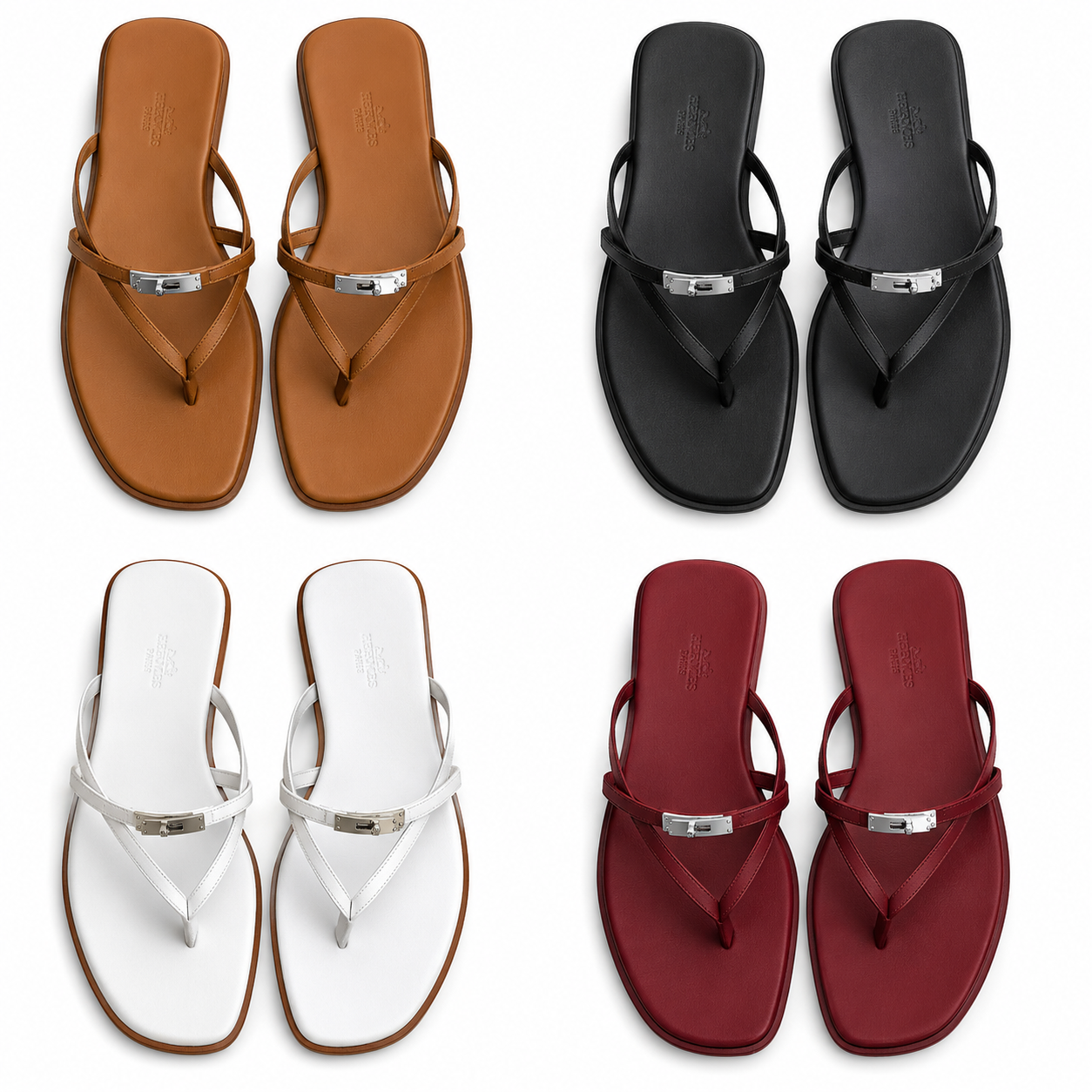 Hermes-Kelly Thong Flats (With box & Proper Brand Packaging)