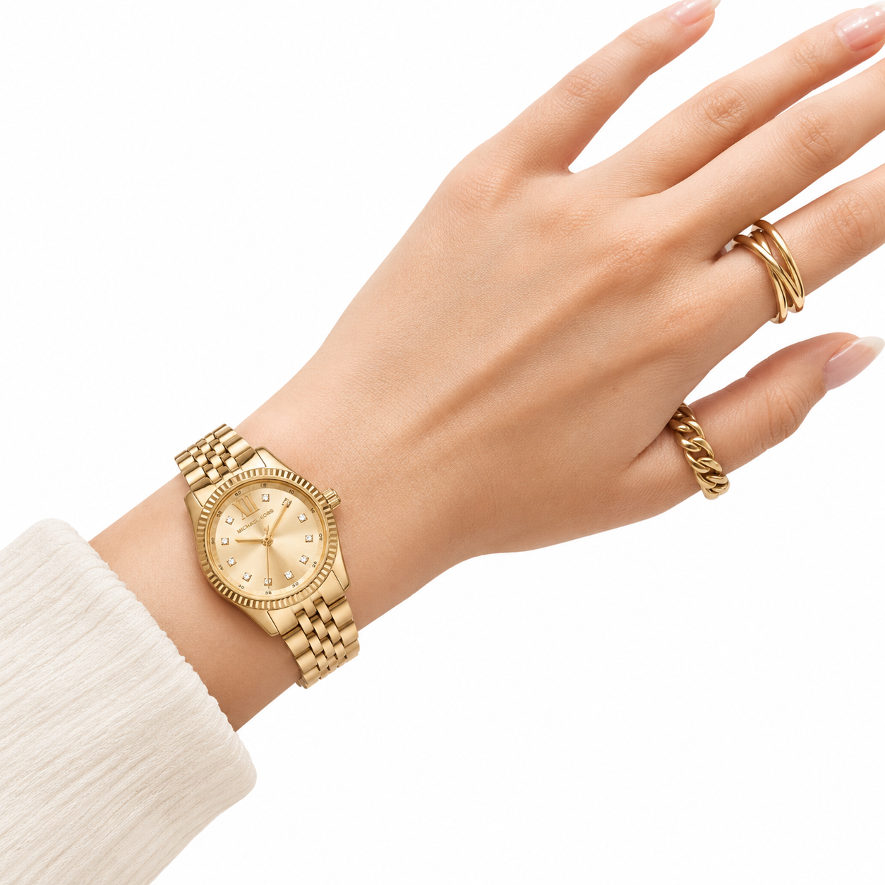Michael Kors Petite Lexington Pavé Gold-Tone Women’s Watch(With box & proper packaging)