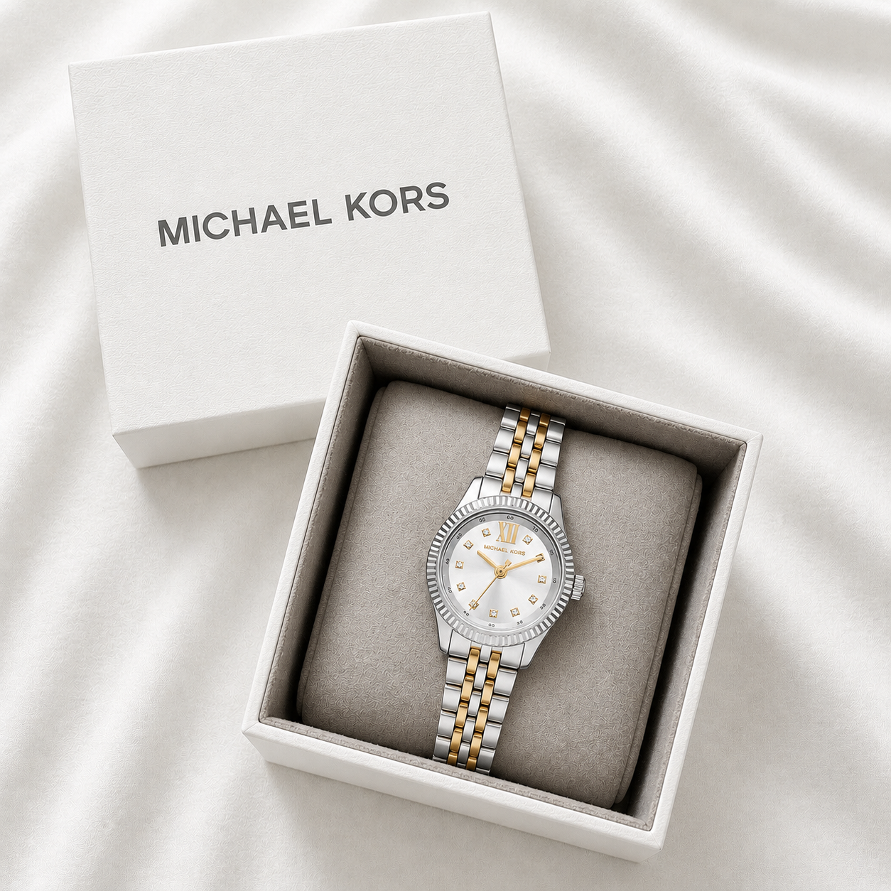 Michael Kors Petite Lexington Two-Tone Women’s Watch(With Box & Proper Packaging)