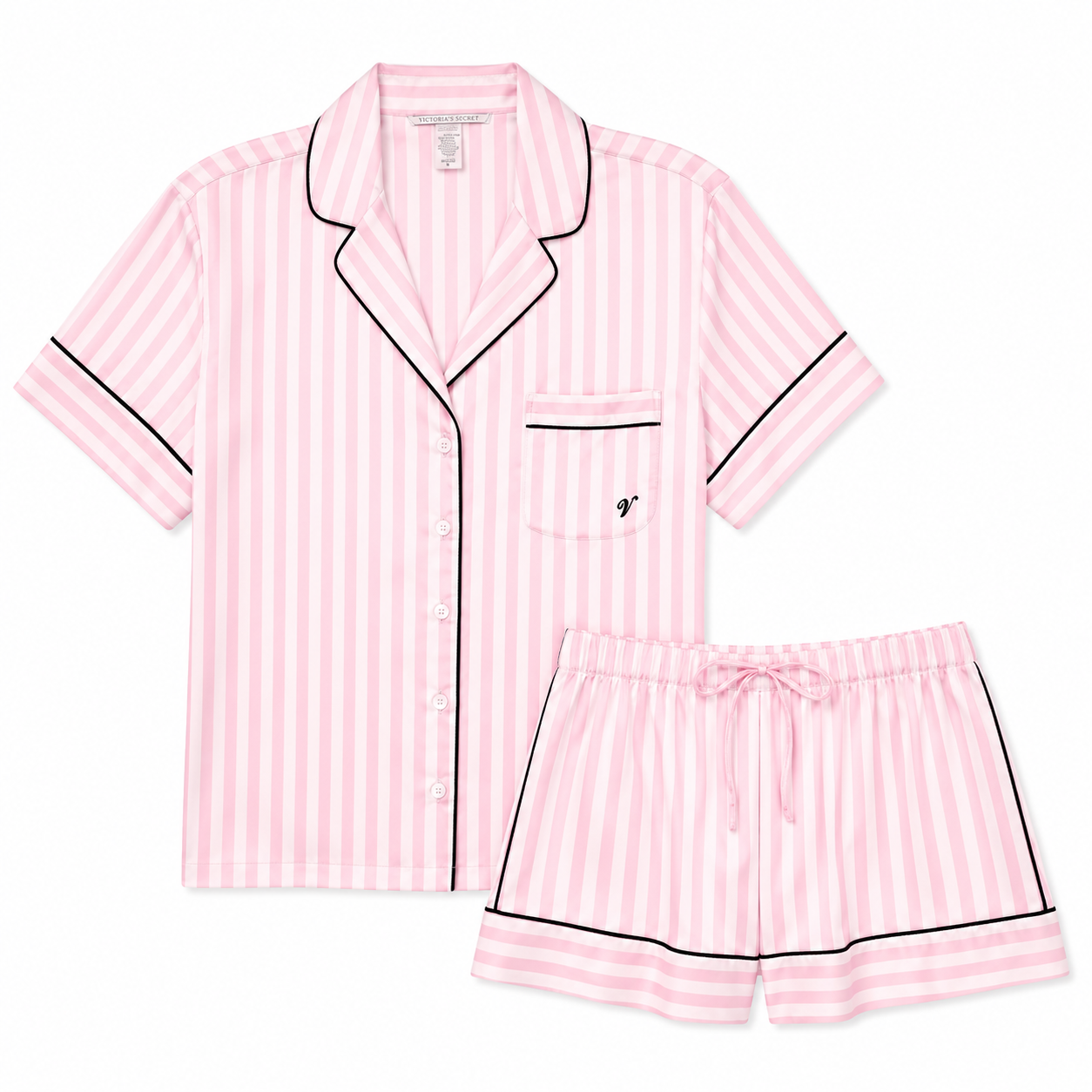Victoria’s Secret Pink Stripe Satin Short Pajama Set.