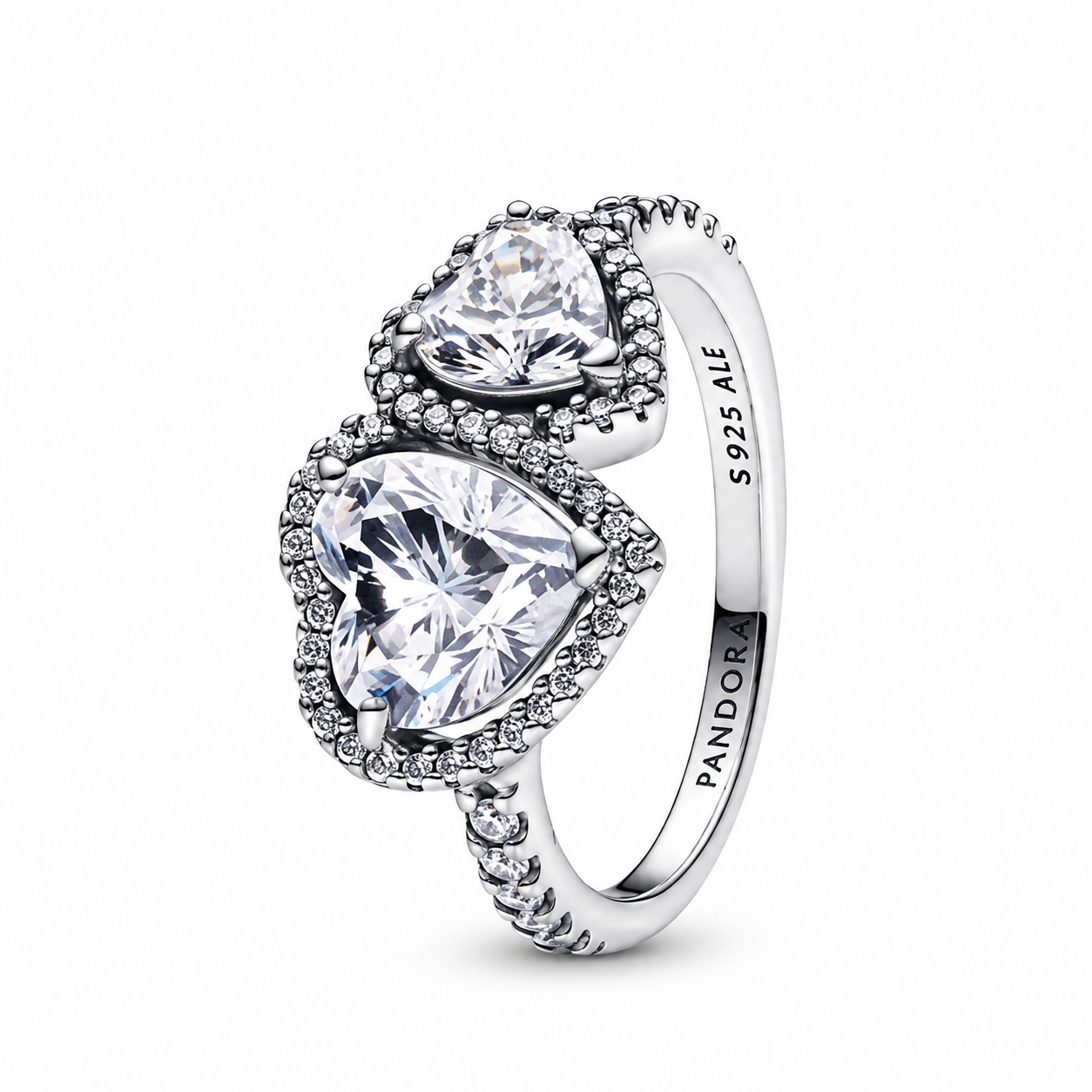 Pandora Sparkling Two Hearts Halo Ring.(With box & Proper Packaging)