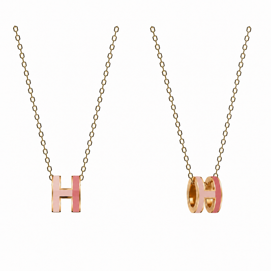 Hermès H Pop Rounded Pendant Necklace Dual Tones.(With Box & Proper Packaging)