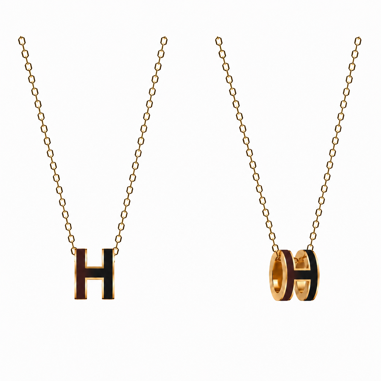 Hermès H Pop Rounded Pendant Necklace Dual Tones.(With Box & Proper Packaging)