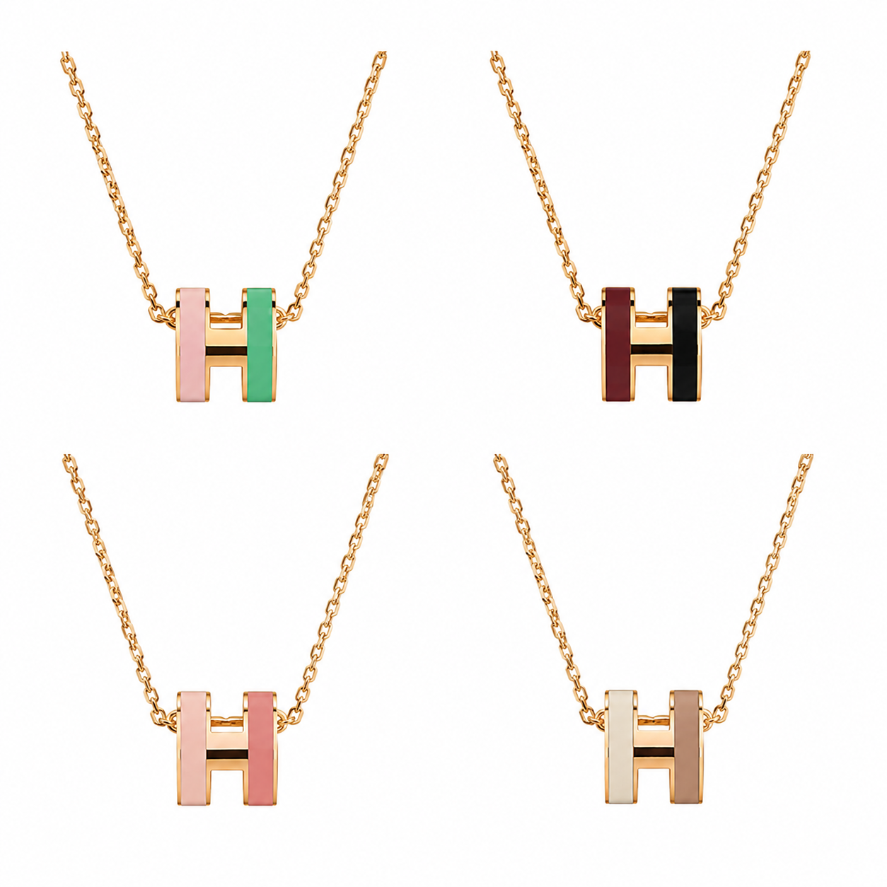 Hermès H Pop Rounded Pendant Necklace Dual Tones.(With Box & Proper Packaging)