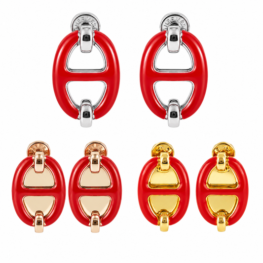 Hermès Oval Enamel H Earrings(With Box & Proper Packaging)