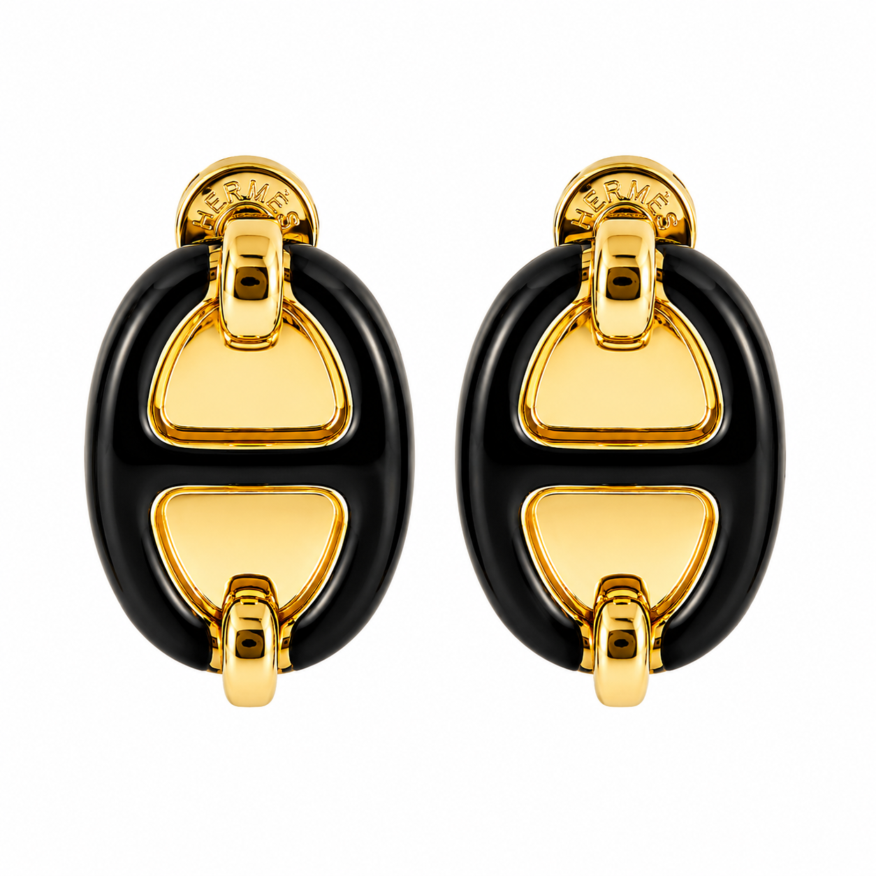 Hermès Oval Enamel Earrings(with box & proper packaging)
