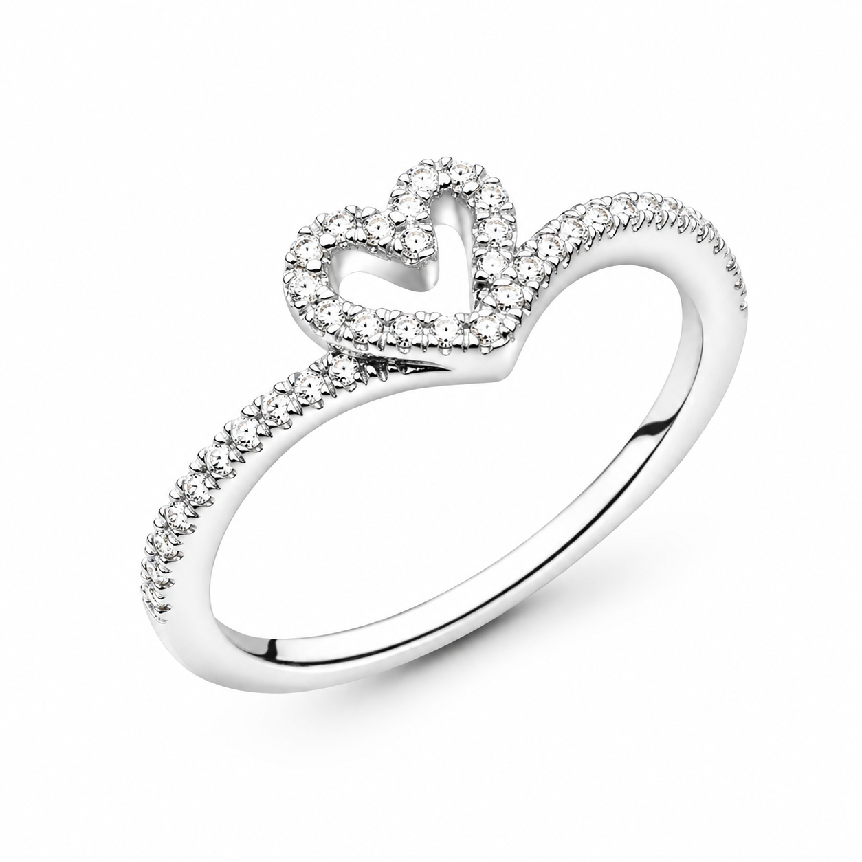 Pandora Sparkling Open Heart Ring