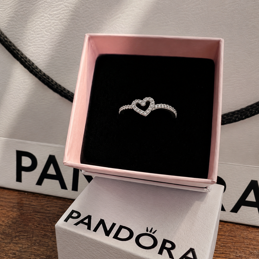Pandora Sparkling Open Heart Ring