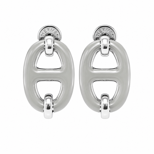 Hermès Enamel Oval Earrings(With Box & Proper Packaging)