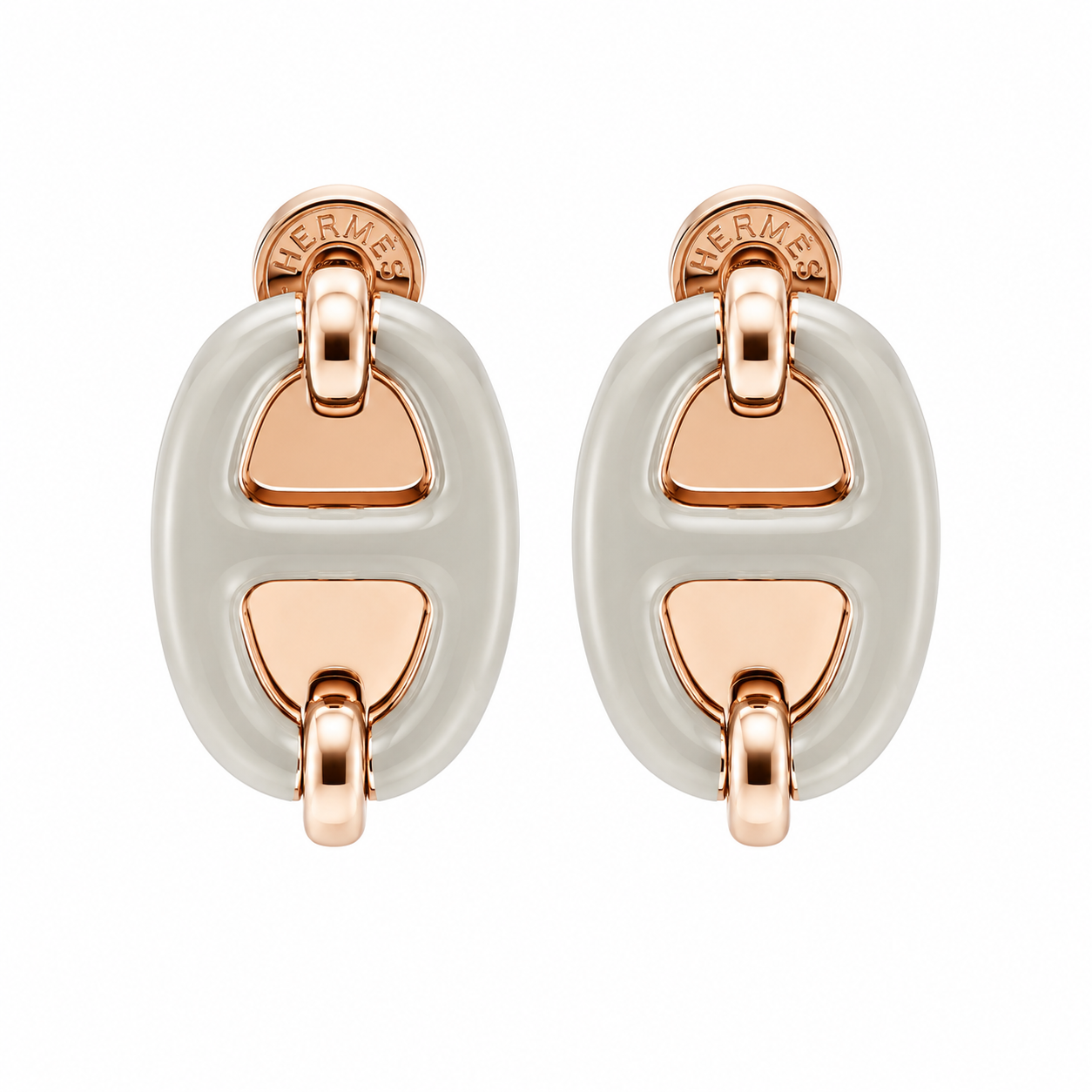 Hermès Enamel Oval Earrings(With Box & Proper Packaging)