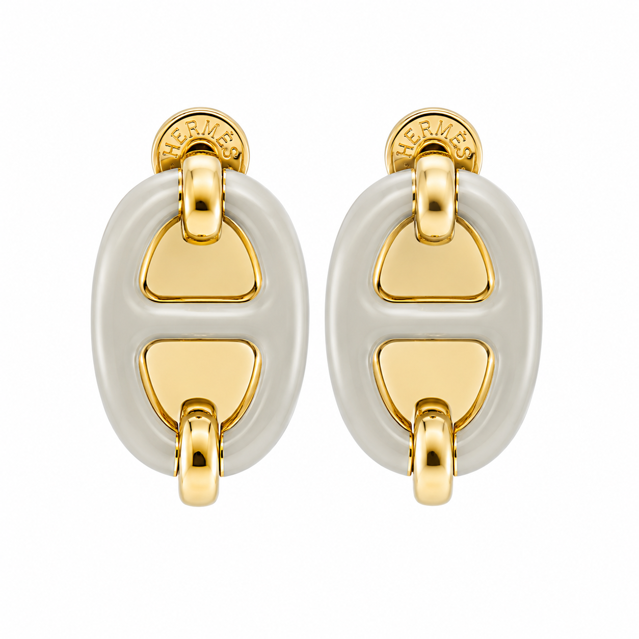 Hermès Enamel Oval Earrings(With Box & Proper Packaging)